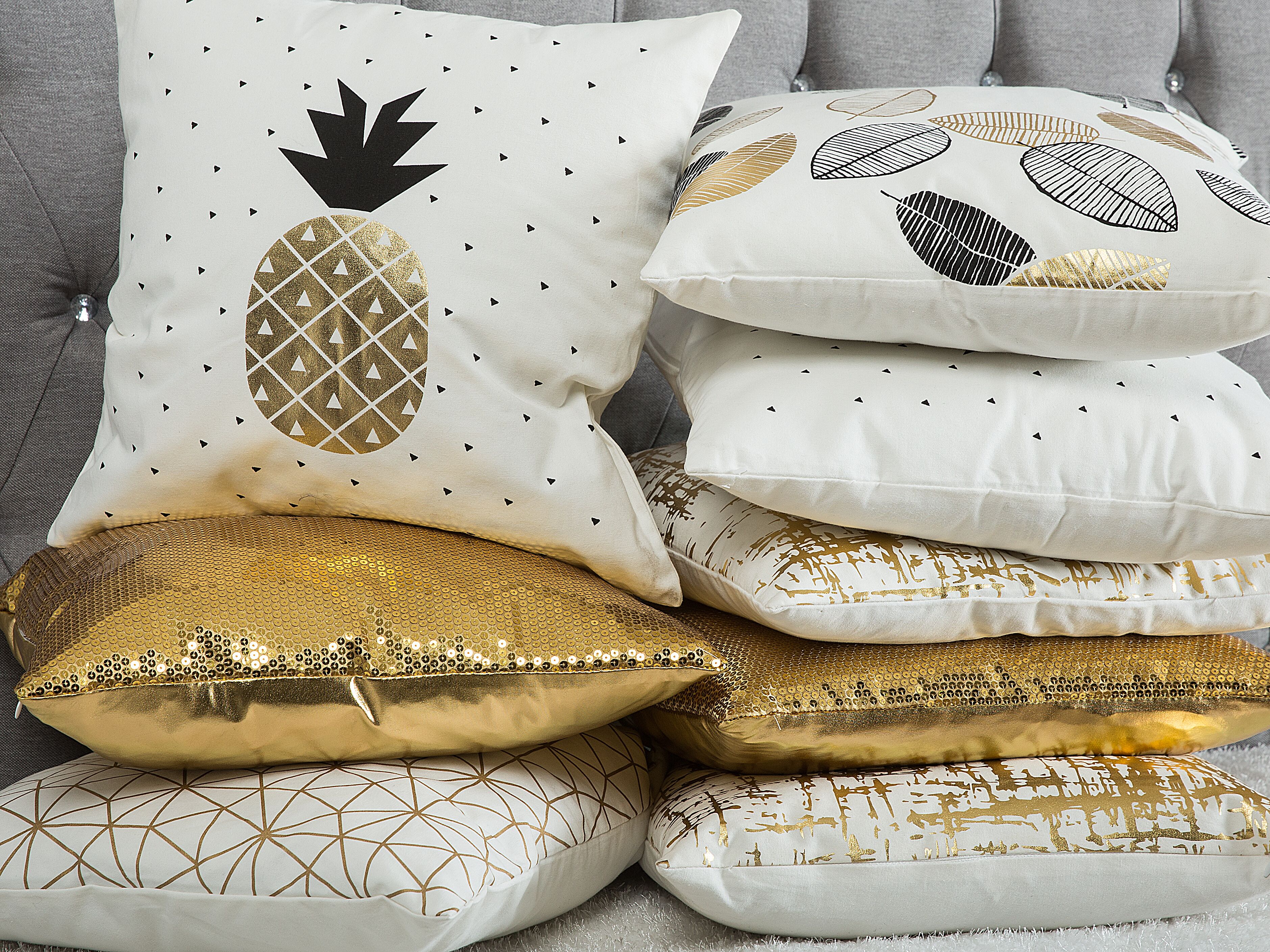 Set van 2 sierkussens ASTER 45 x 45 cm Goud effen