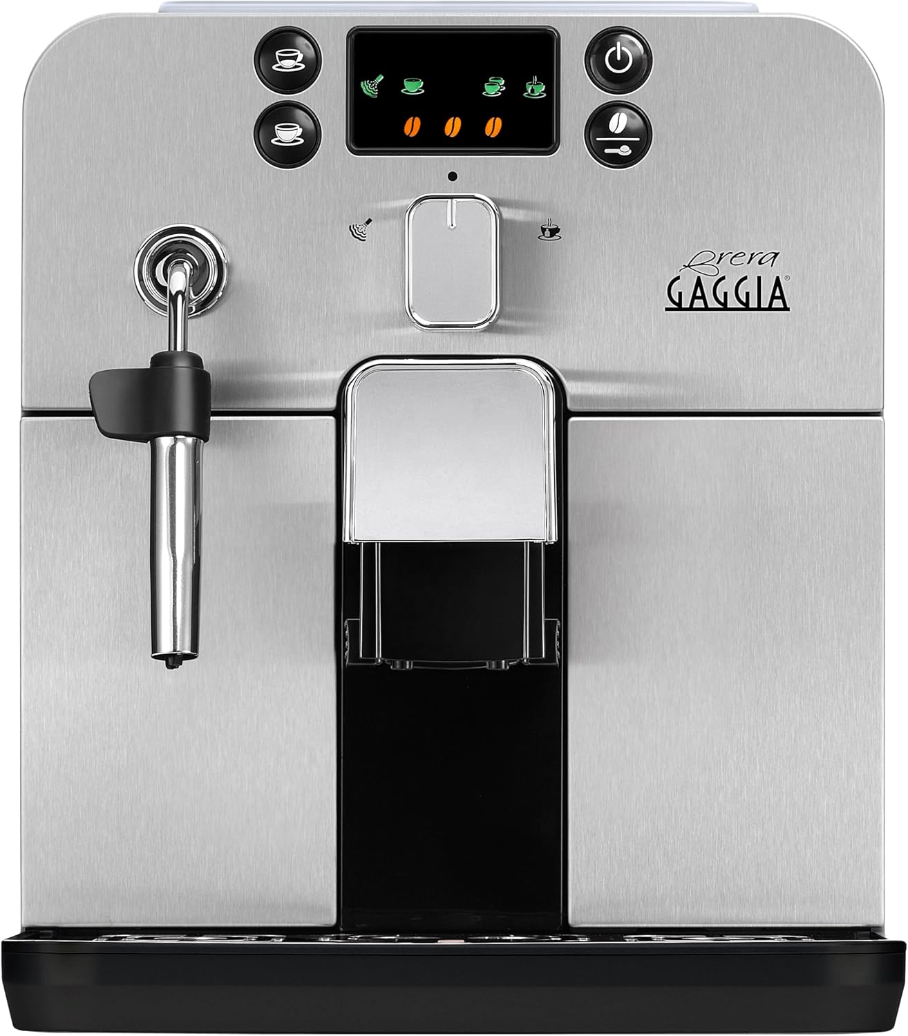 Gaggia RI9305/11 Brera – Kaffeevollautomat, für Espresso und Cappuccino, Kaffeebohnen oder gemahlen, 1400 W, Silber/Schwarz, 100 % Made in Italy