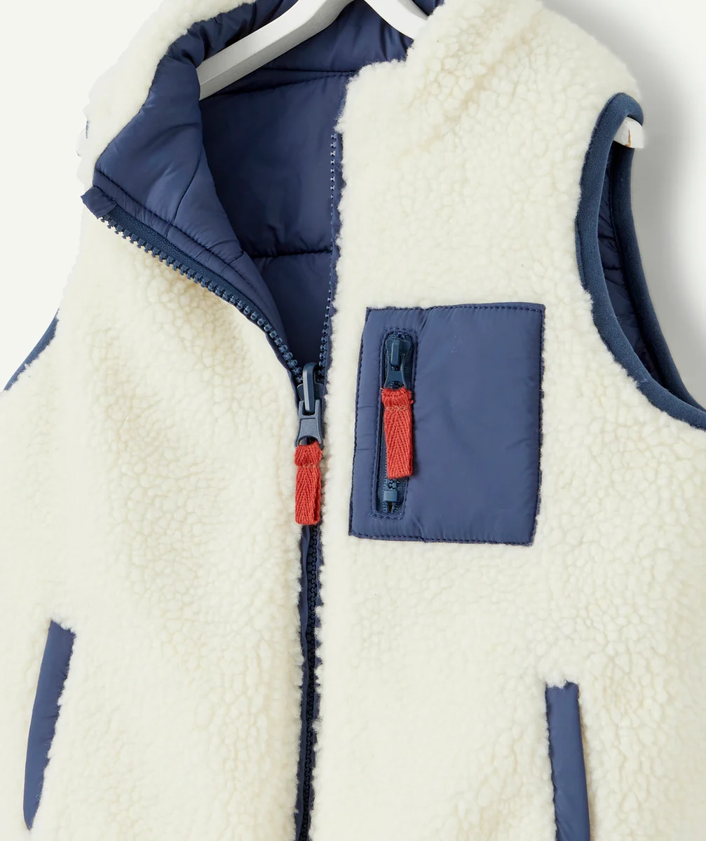 DOUDOUNE BÉBÉ GARÇON EN REMBOURRAGE RECYCLÉ BLEUE ET SHERPA