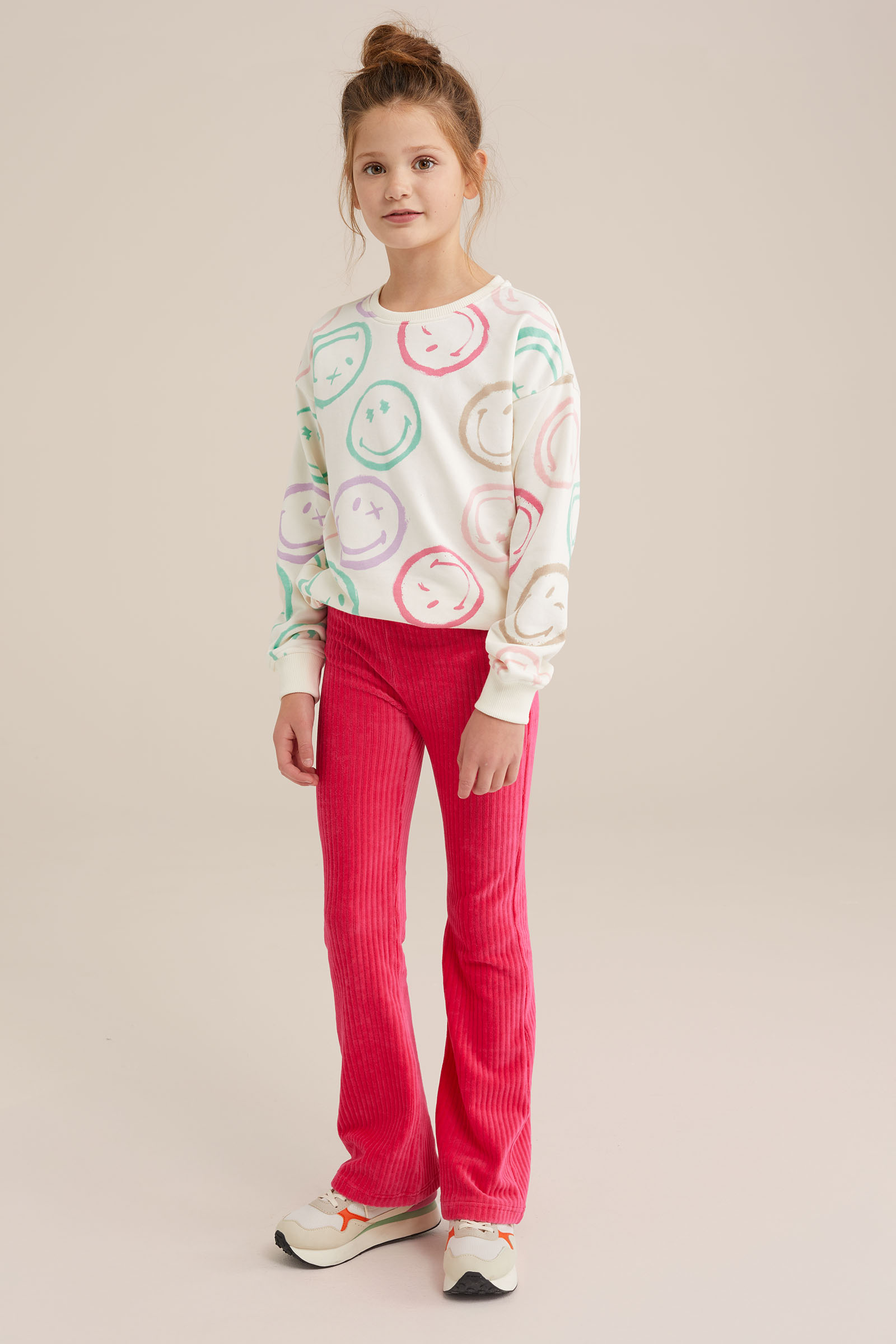 Meisjes velvet flared legging van ribstof WE Fashion Rose