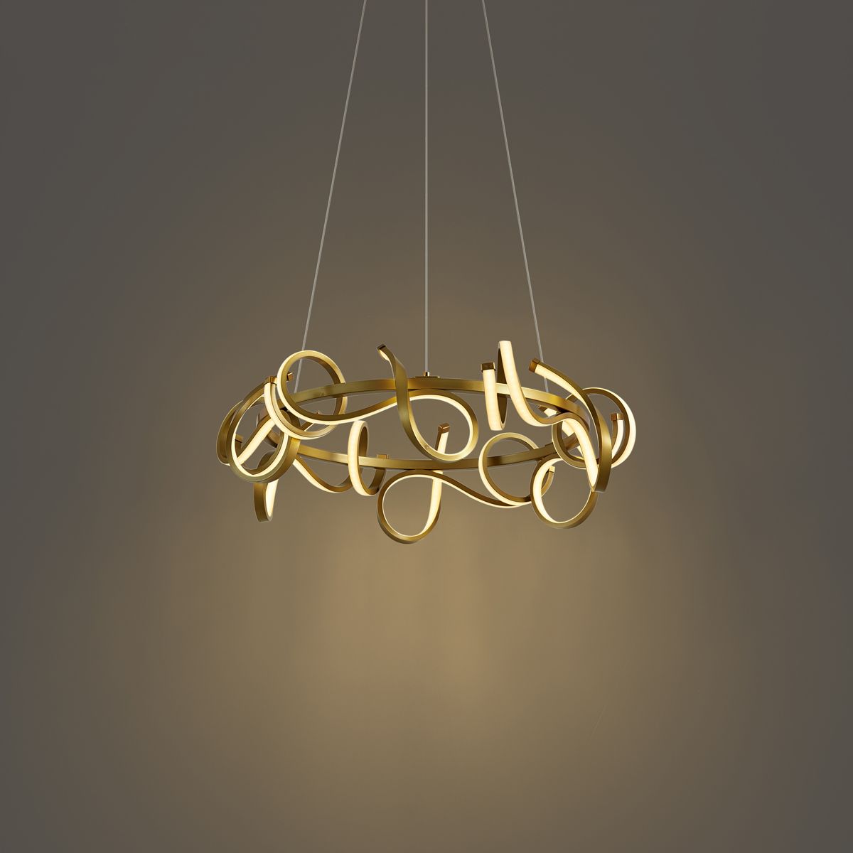 Design hanglamp goud rond 3-staps dimbaar - Krisscross