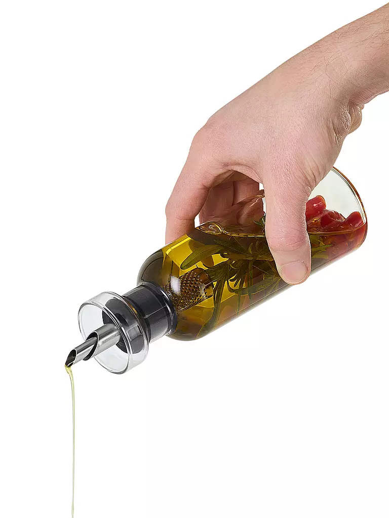 AD HOC Essig- oder Ölspender AROMA POUR 300ml Glas / Edelstahl transparent