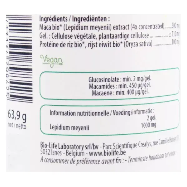 Be-Life Maca 2000 Bio 90 gélules