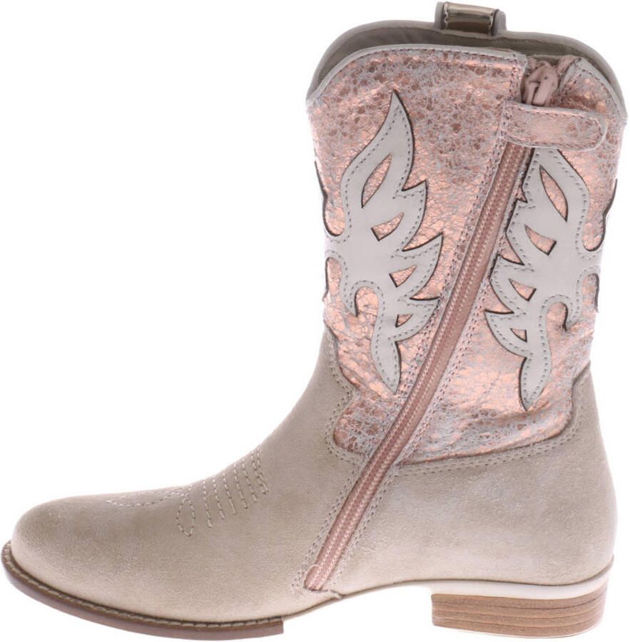 Hip leren laarzen beige metallic roze