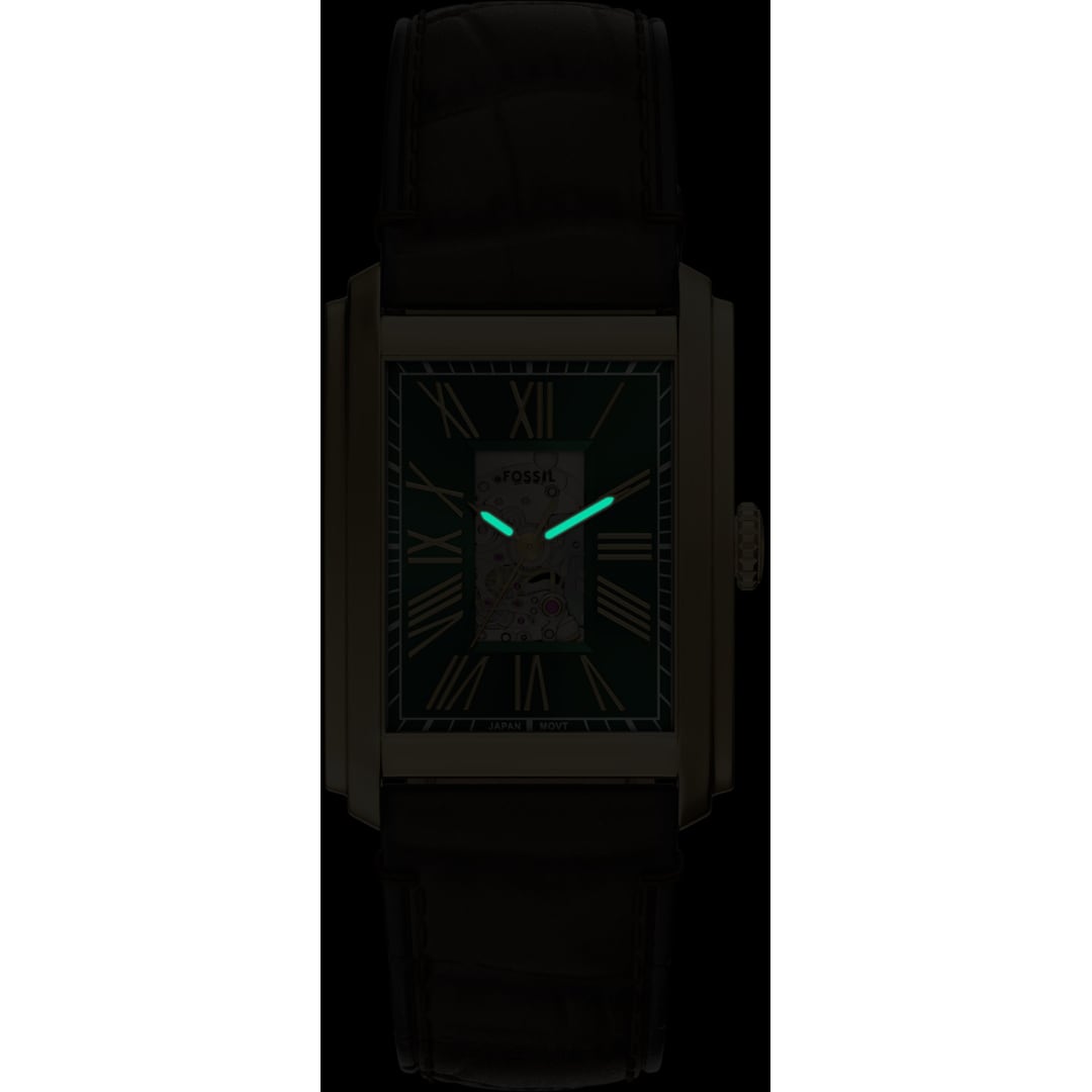 Fossil Carraway Automatik Leder Braun / Goldig & Gün 30mm