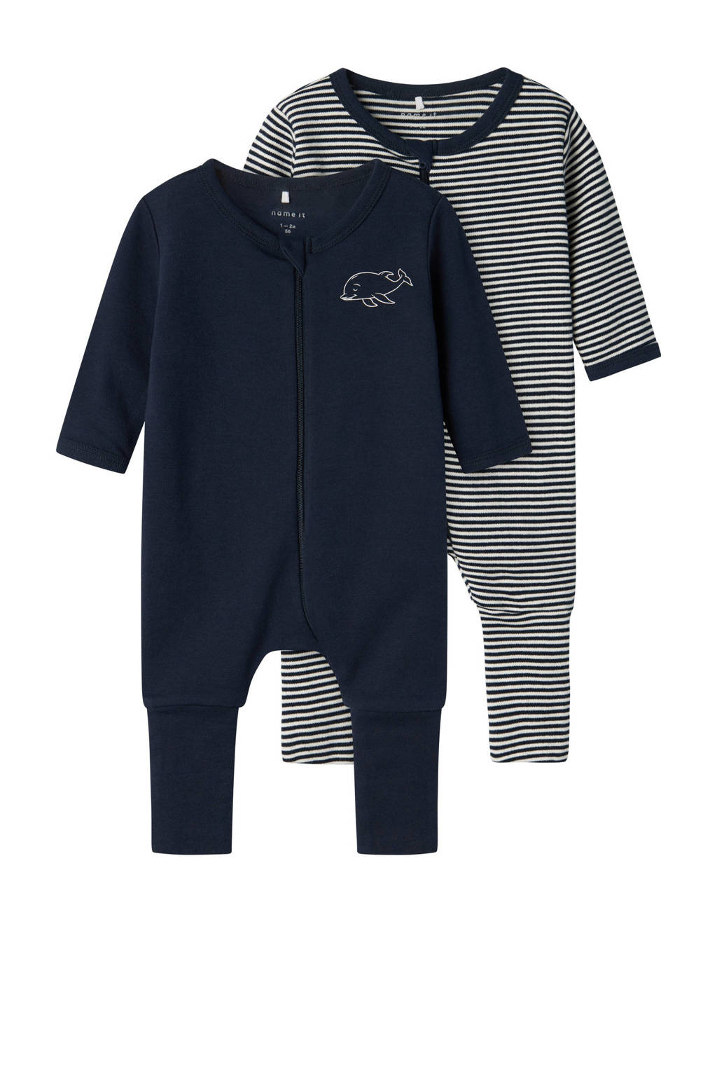 NAME IT pyjama - set van 2 donkerblauw/wit