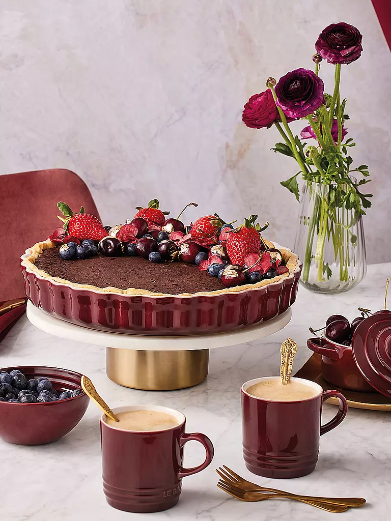 LE CREUSET Tarteform 28cm POTERIE Garnet dunkelrot