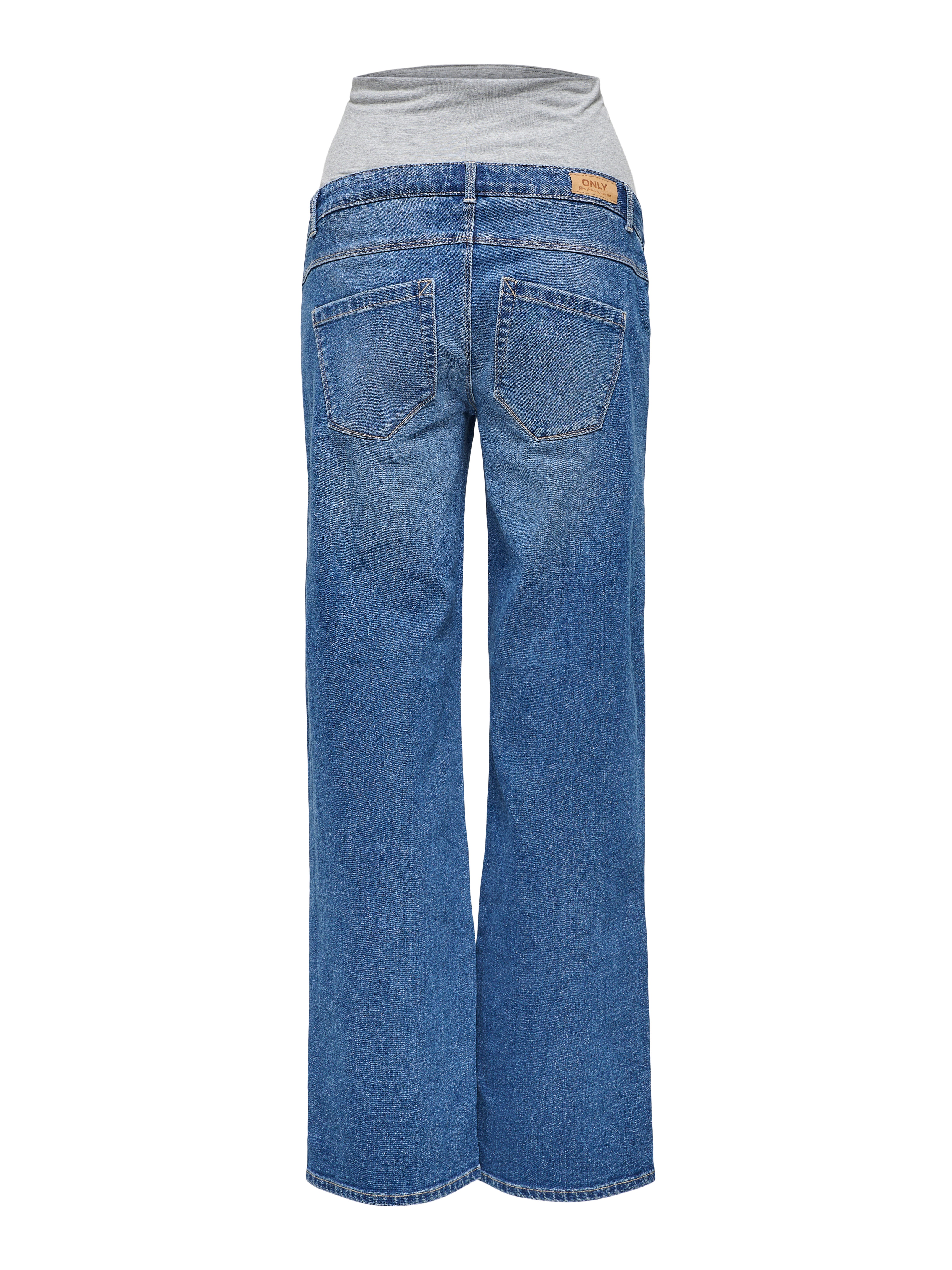 OLMSNOW Hohe Taille Weiter Beinschnitt Jeans Medium Blue Denim
