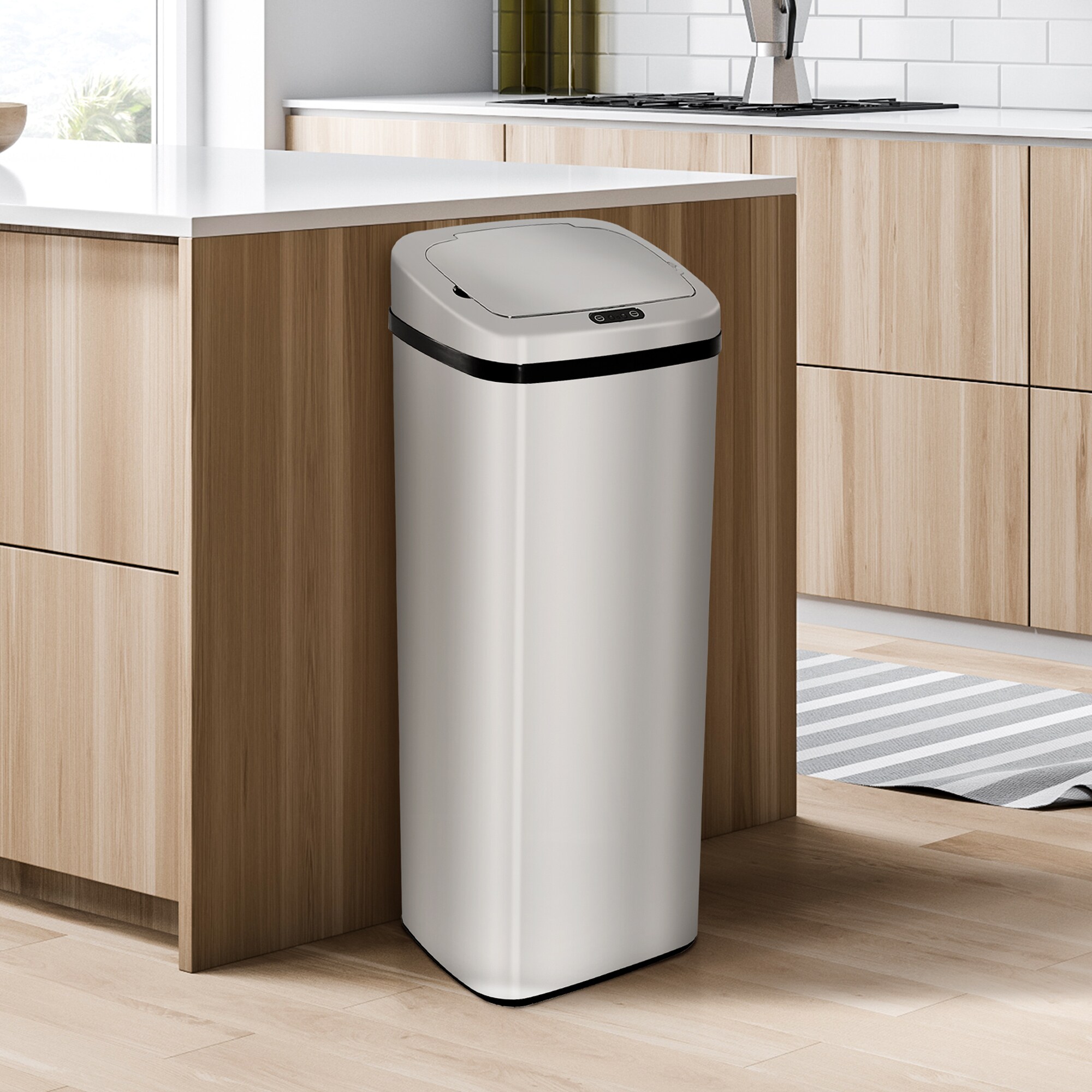 HOMCOM Mülleimer mit Sensor silber 33 x 25 x 84 cm (LxBxH)