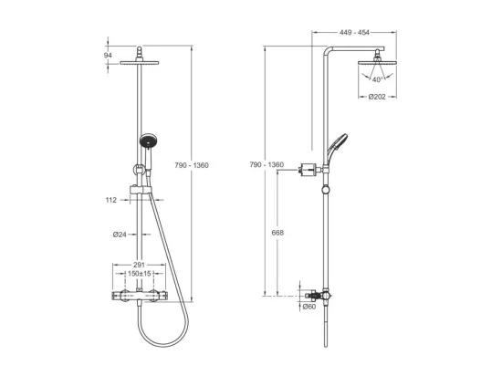 Colonne de douche thermostatique JACOB DELAFON Colette Chrome + nettoyant Briochin