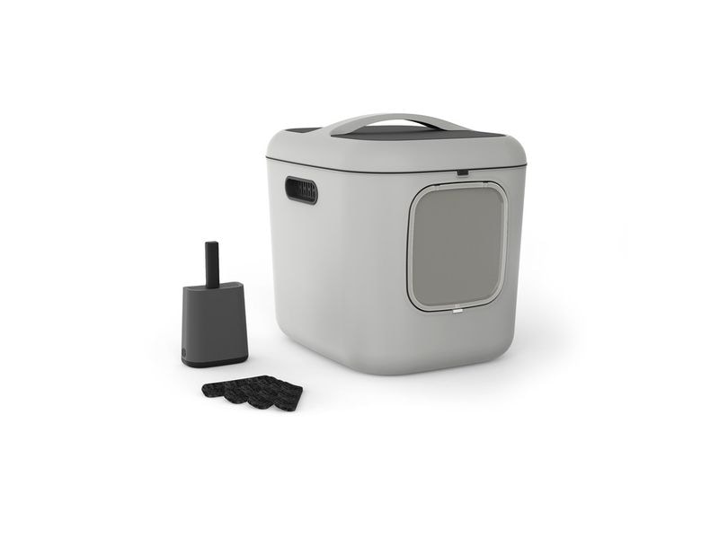 Rotho Katzentoilette Bea XL Hellgrau Katzentoilette mit Deckel