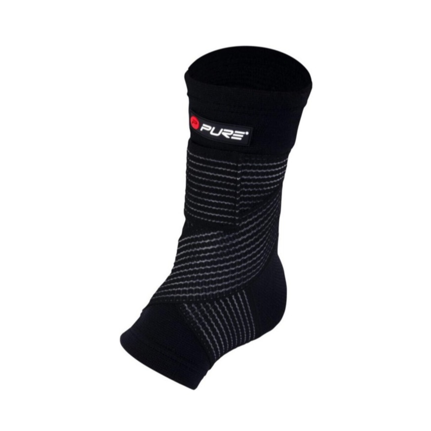 (Gr. L) Elastische Knöchel Bandage Sprunggelenk Crossfit Sport Fussstütze - Schwarz