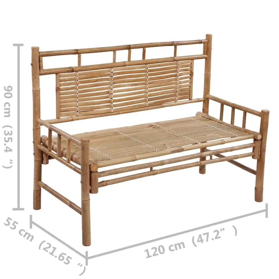 vidaXL - Tuinbank - Crème - Bamboe - 120 cm - Met kussen