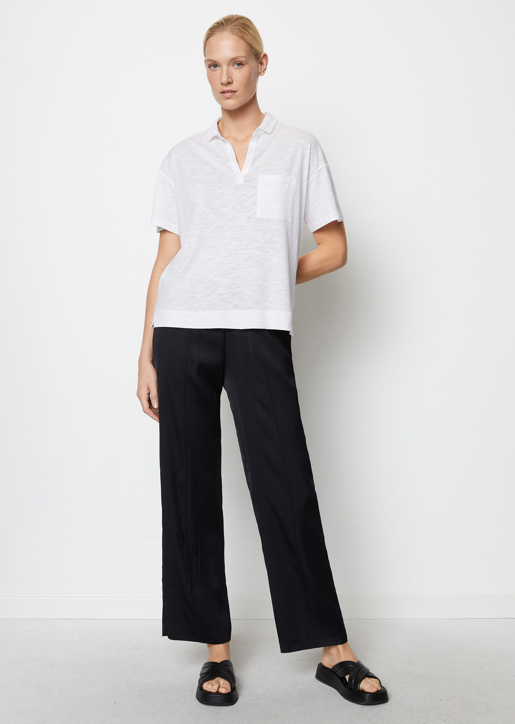 Polo-T-Shirt regularaus Organic Cotton-Viskose-Mix