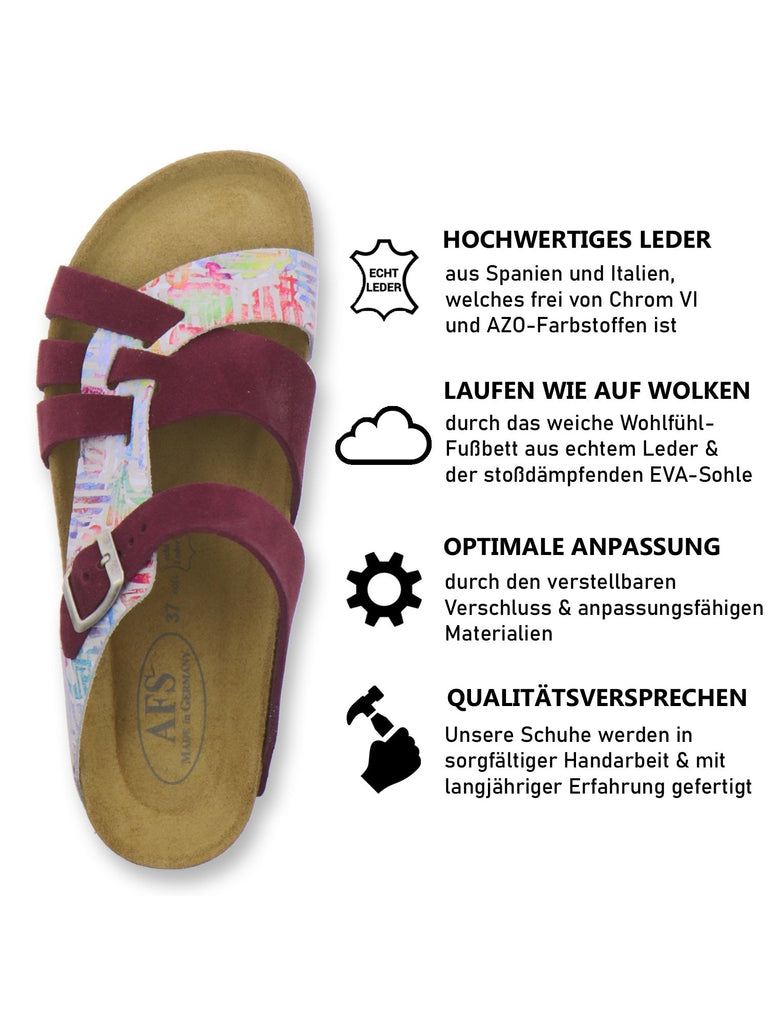Pantoletten Damen Kralle beere/multi