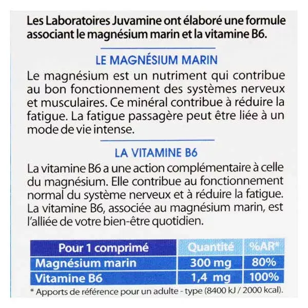 Juvamine Equilíbrio do Sistema Nervoso Magnésio Marinho Vitamina B6 30 comprimidos