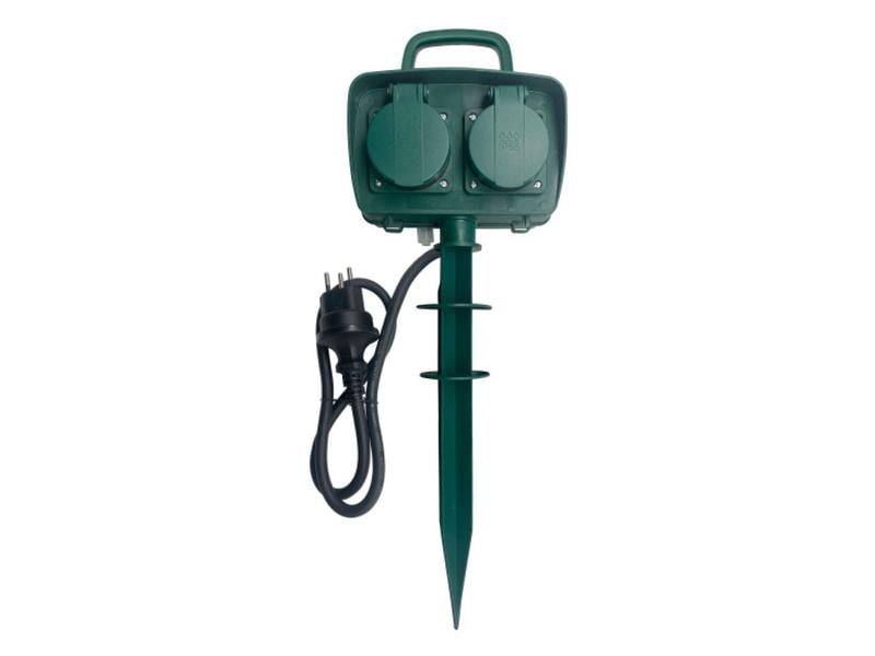 Elbro Steckdosen-Erdpfahl 4x T13, 3 m, IP55, Grün Gartensteckdose IP55 mit Erdspiess