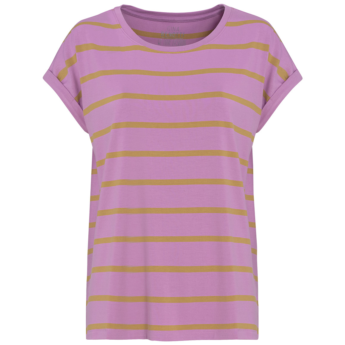Gina Benotti Damen T-Shirt mit Streifen helllila / beige