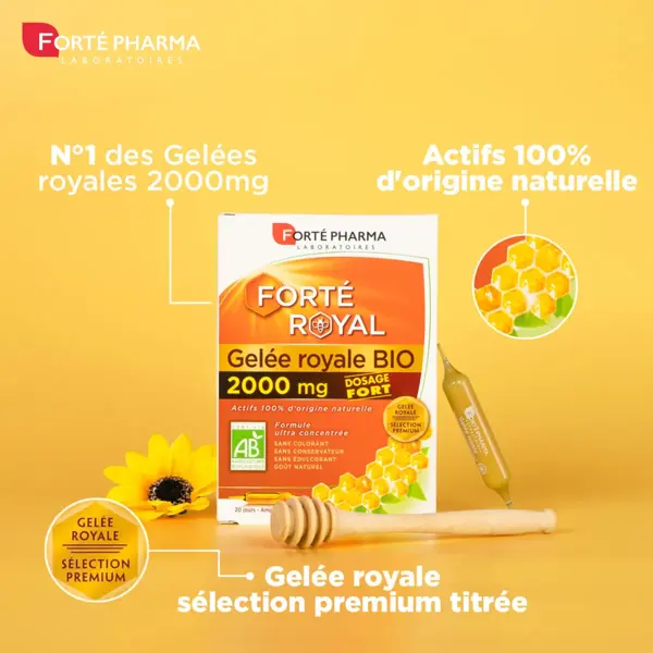 Forté Pharma Forté Royal Geleia Real Orgânica 2000mg Fadiga e Imunidade 20 ampolas