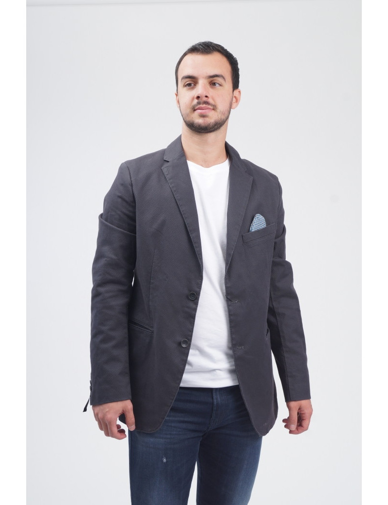 SISLEY VESTE BLAZER TISSÉE NID D'ABEILLE ANTHRACITE