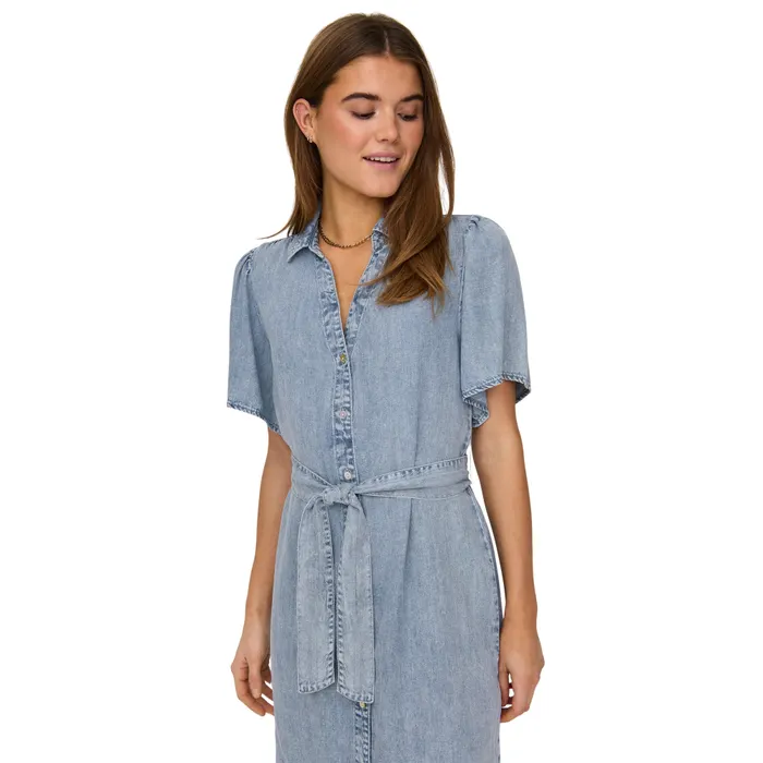 Only Helena Belted Denim Jurk Dames
