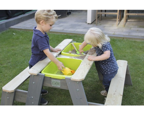 EXIT Aksent zand-, water- en picknicktafel met 2 banken, 94x121x50 cm, grijs