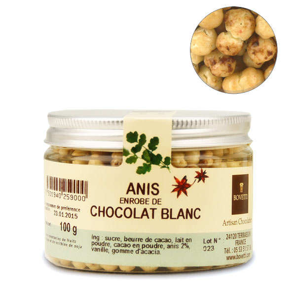 Chocolats apéritif anis enrobé de chocolat blanc