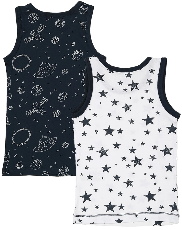 Unterhemd SPACE & STARS 2er-Pack in marine/weiß
