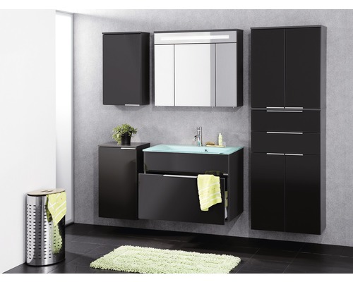 FACKELMANN Kara spiegelkast, 80 x 22,5 x 70 cm, antraciet, 3-deurs, LED, IP20