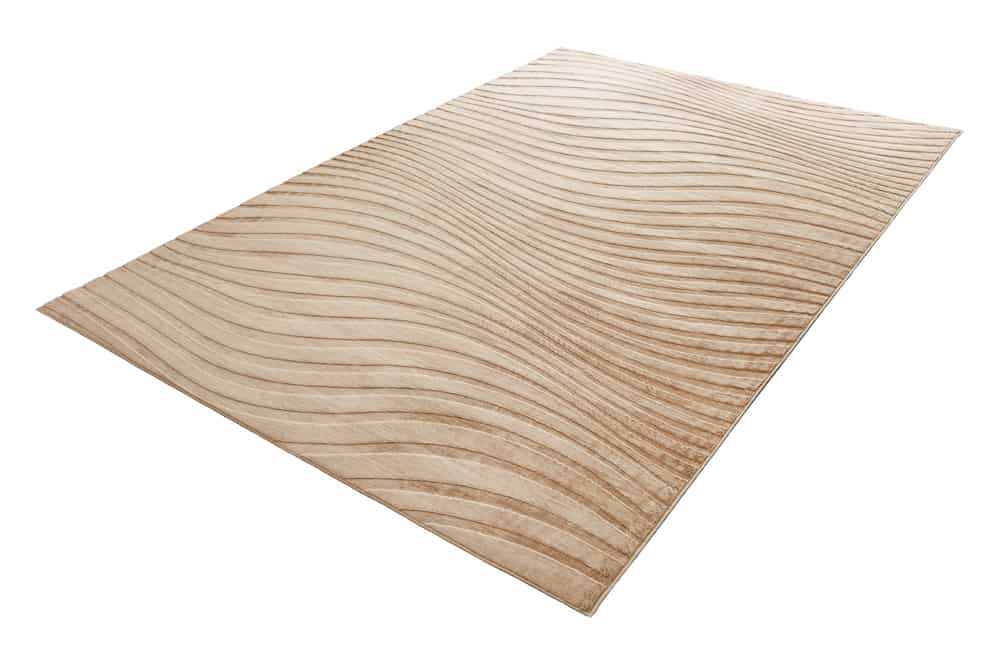 Moderner Teppich WAVE 230x160cm beige Kurzflor Indoor-Teppich Hoch-Tief-Effekt