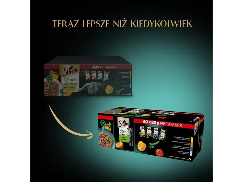 SHEBA Nature's mix smagsvarianter i sauce katteposer40x85g