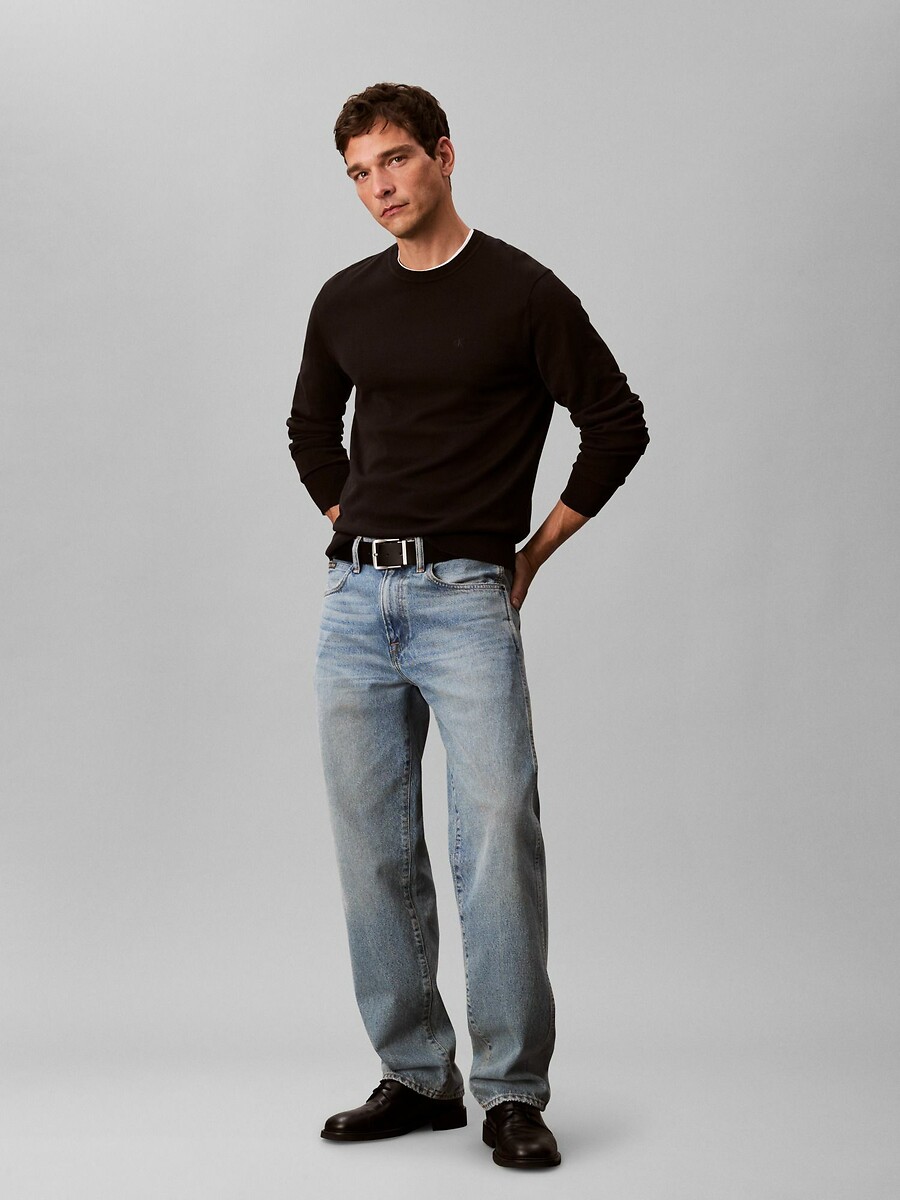 CALVIN KLEIN<br>Suéter em malha fina com gola redonda