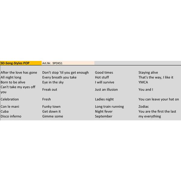 Ketron USB Stick SONG STYLES POP