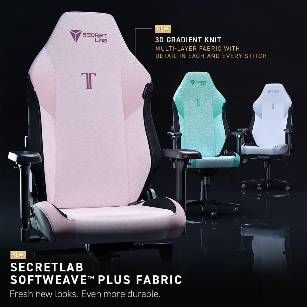 Secretlab Titan Evo Black3 Gaming-Stuhl - Verstellbarer, ergonomischer & belastbarer Stuhl mit 4D-Armlehnen, magnetischem Kopfkissen & Lordosenstütze - schwere Nutzer bis 180 kg - Schwarz - Stoff