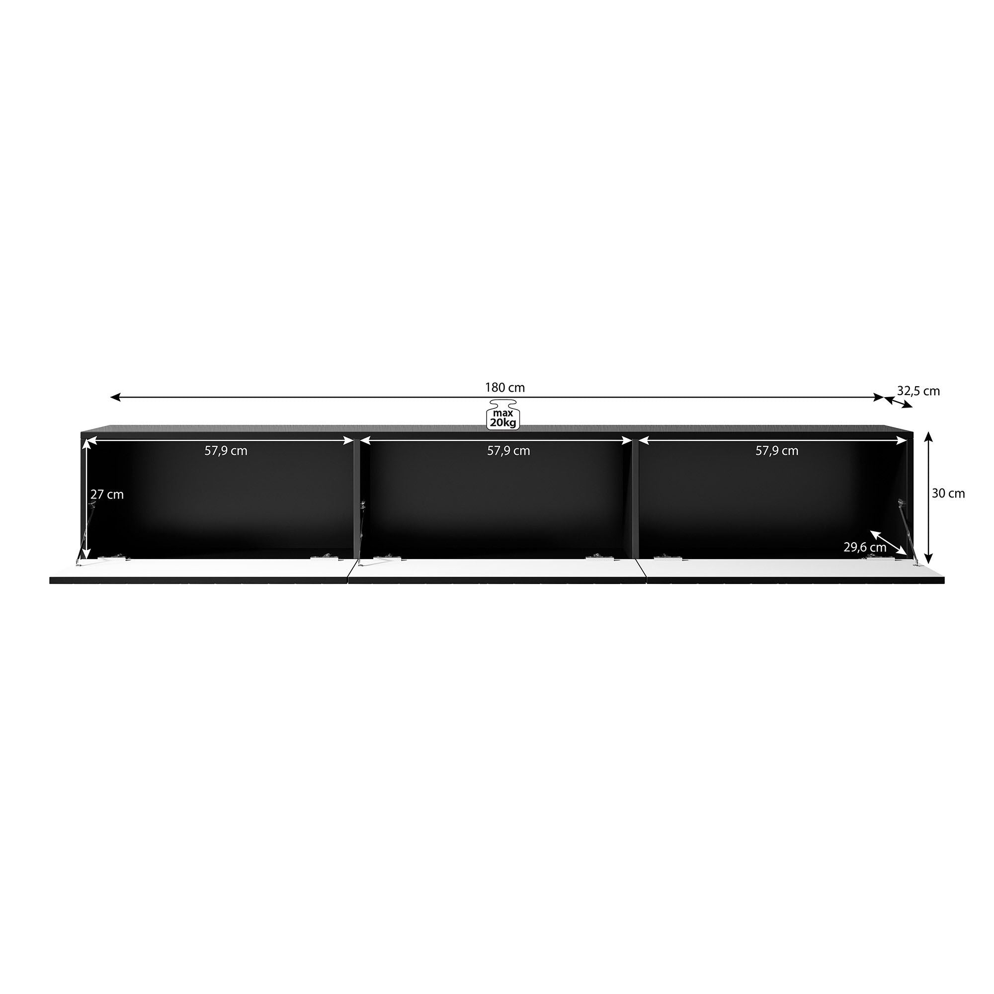 Bonzo - TV-Meubel - Zwart visgraat - 180x33x30 cm