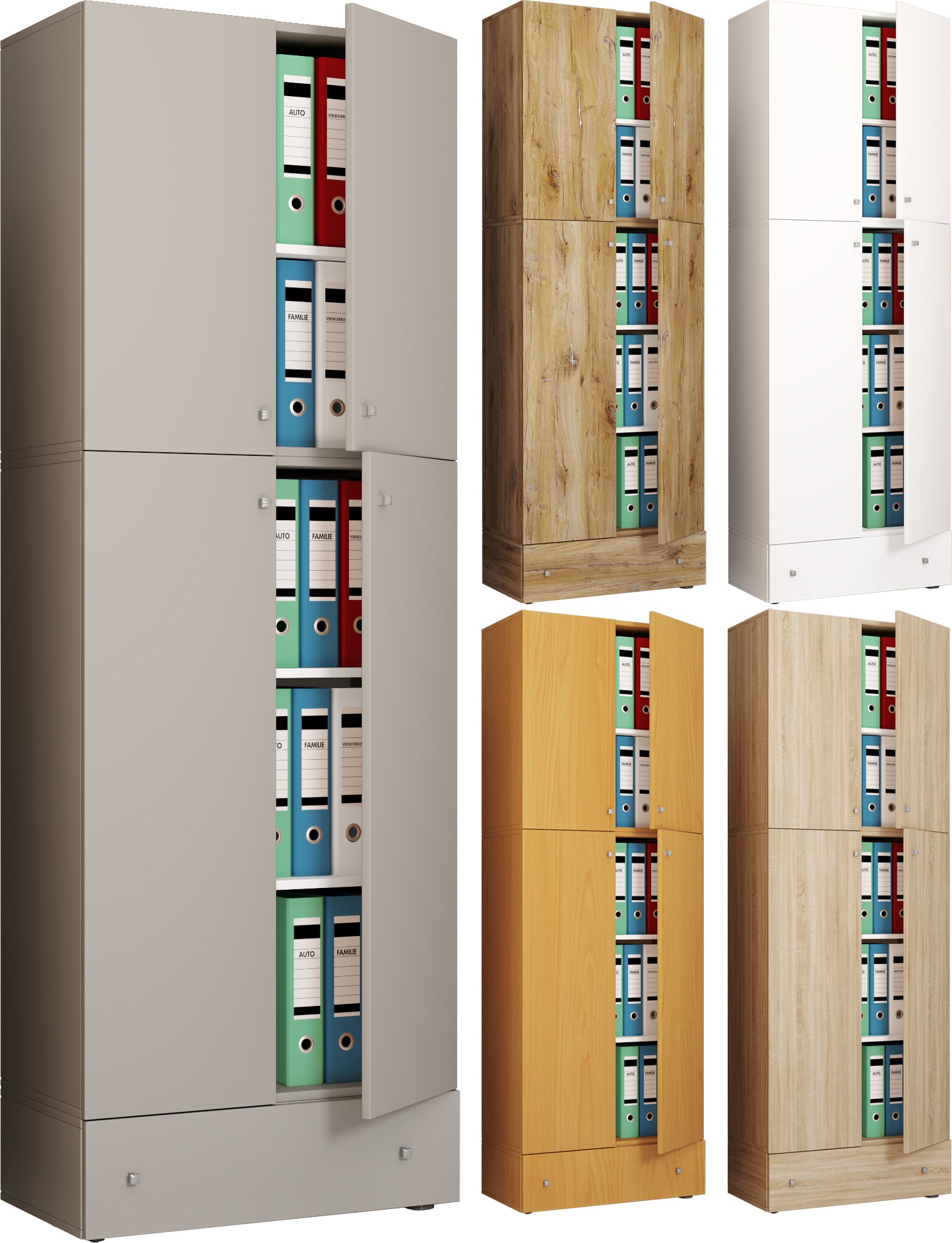 VCM XXL Büroschrank Aktenschrank Bücher Büromöbel Ordner Schrank Lona 5f Schublade