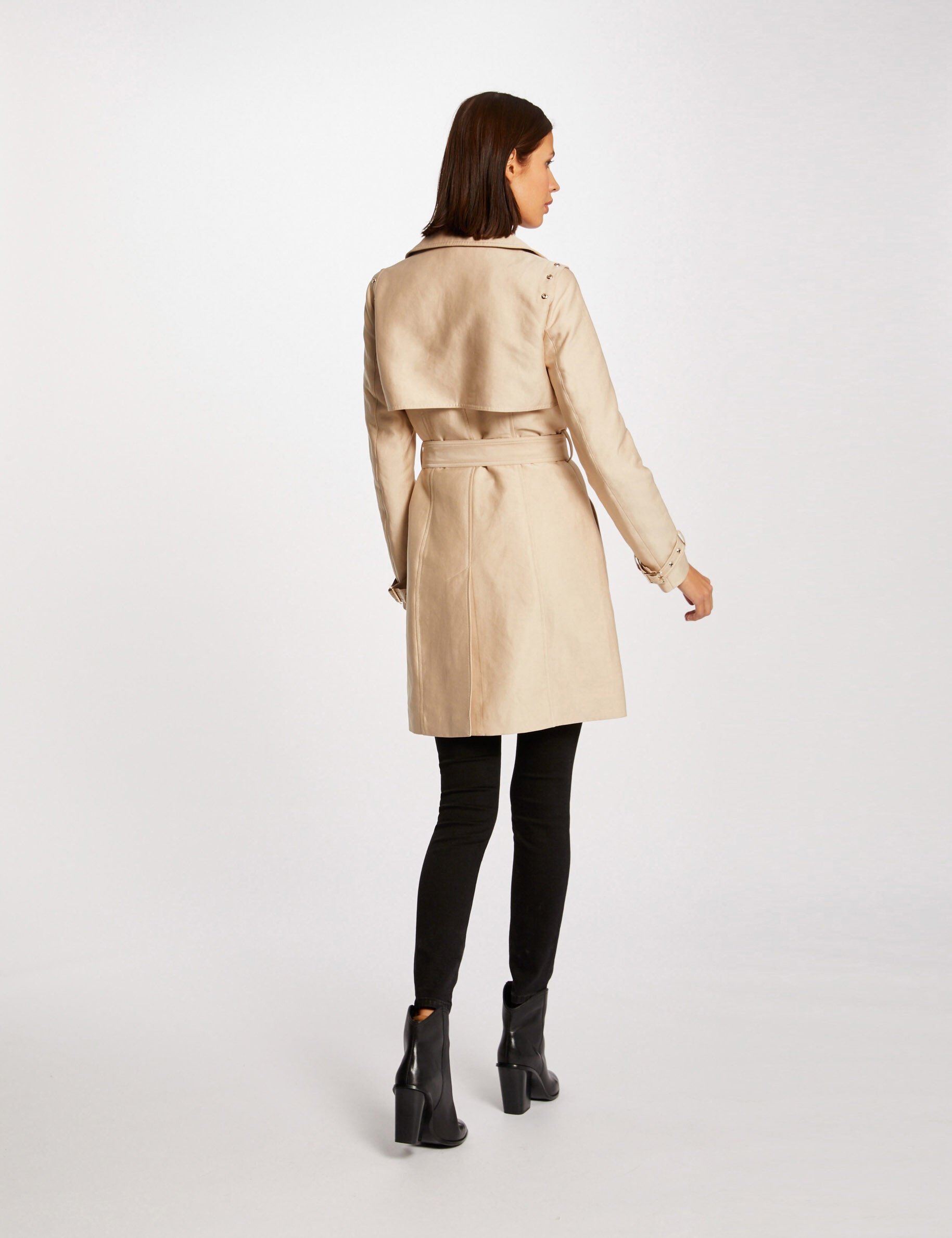 Trench droit ceinturé beige femme - beige
