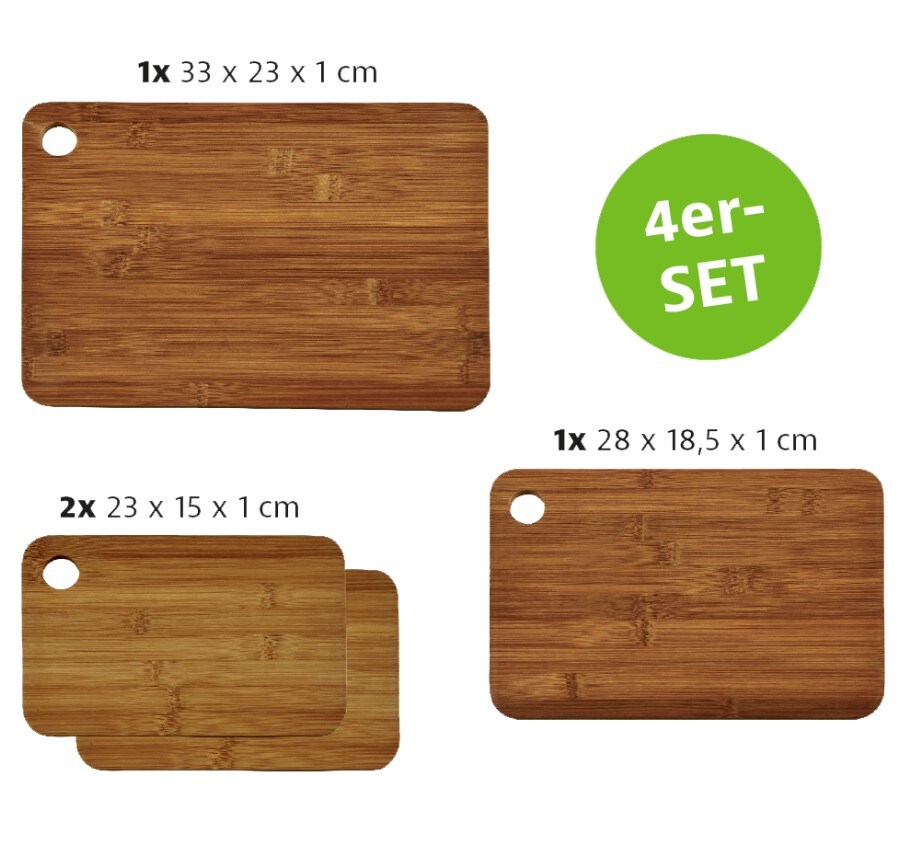 KESPER 4er Set Schneidebrett, dunkeler Bam, FSC