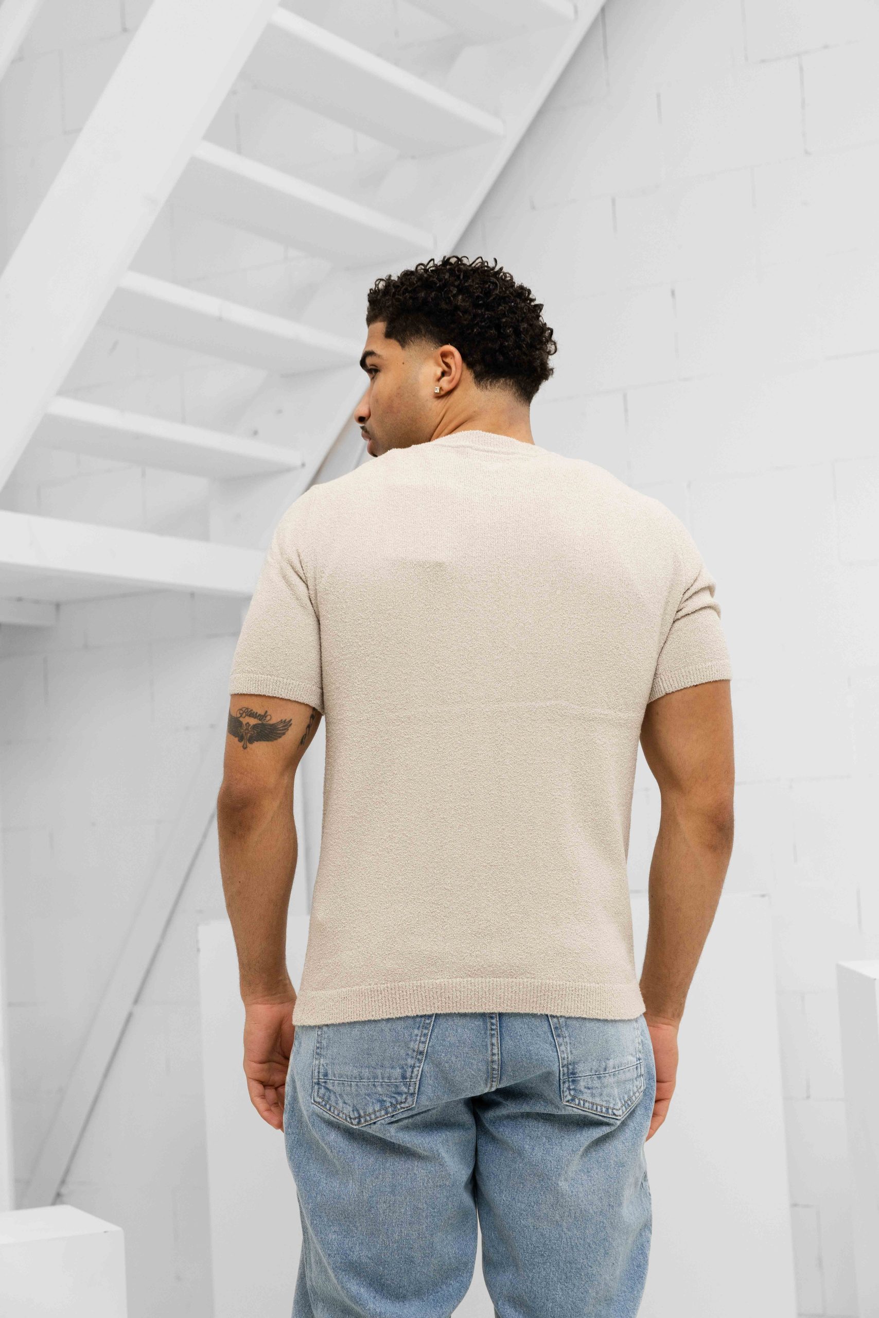 Pure Path Knitted T-Shirt Heren Beige