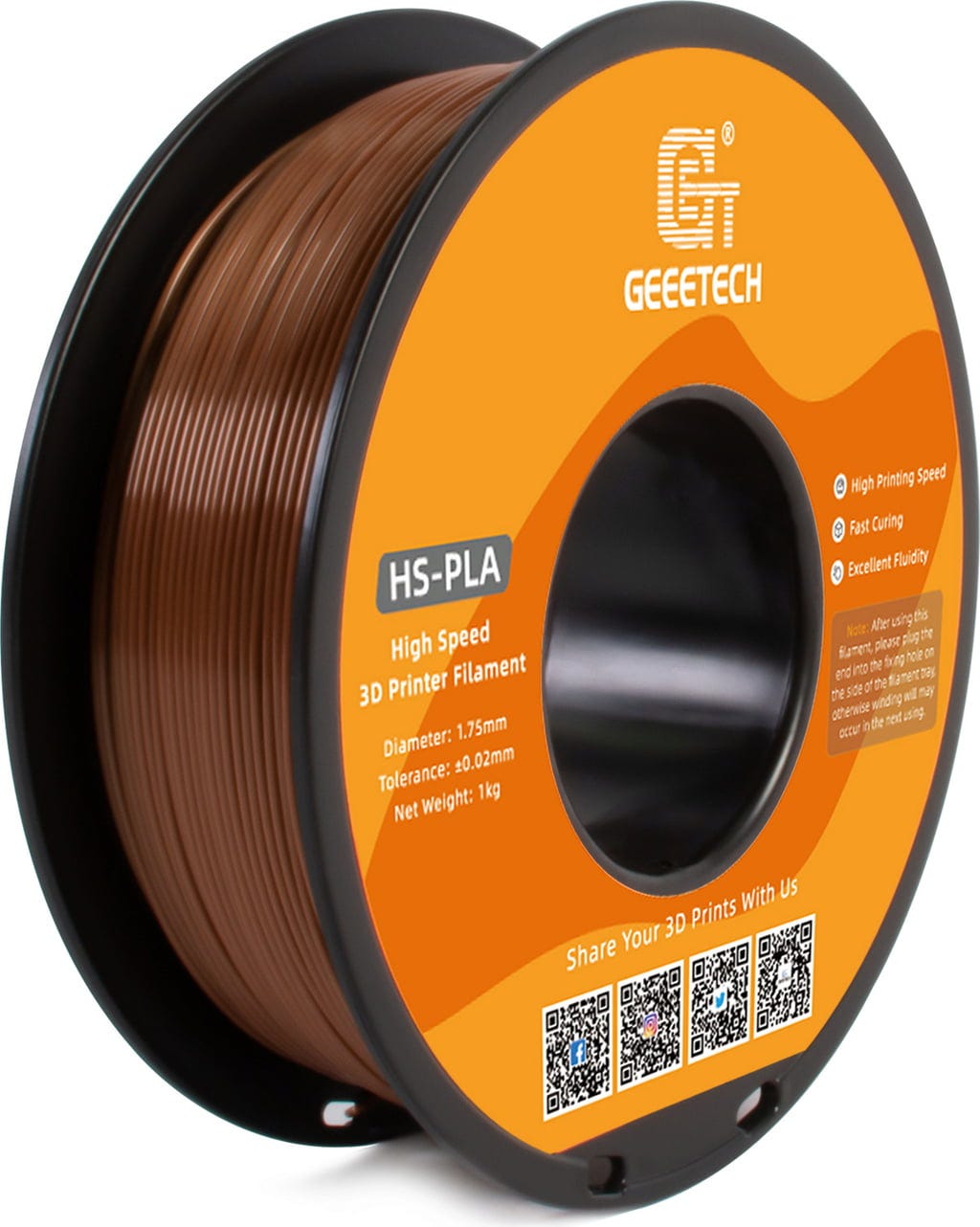 GEEETECH  HS-PLA Brown, 1,75 mm / 1000 g    Das Filament für Top-Leistung &  blitzschnelle Ergebnisse in Brown
