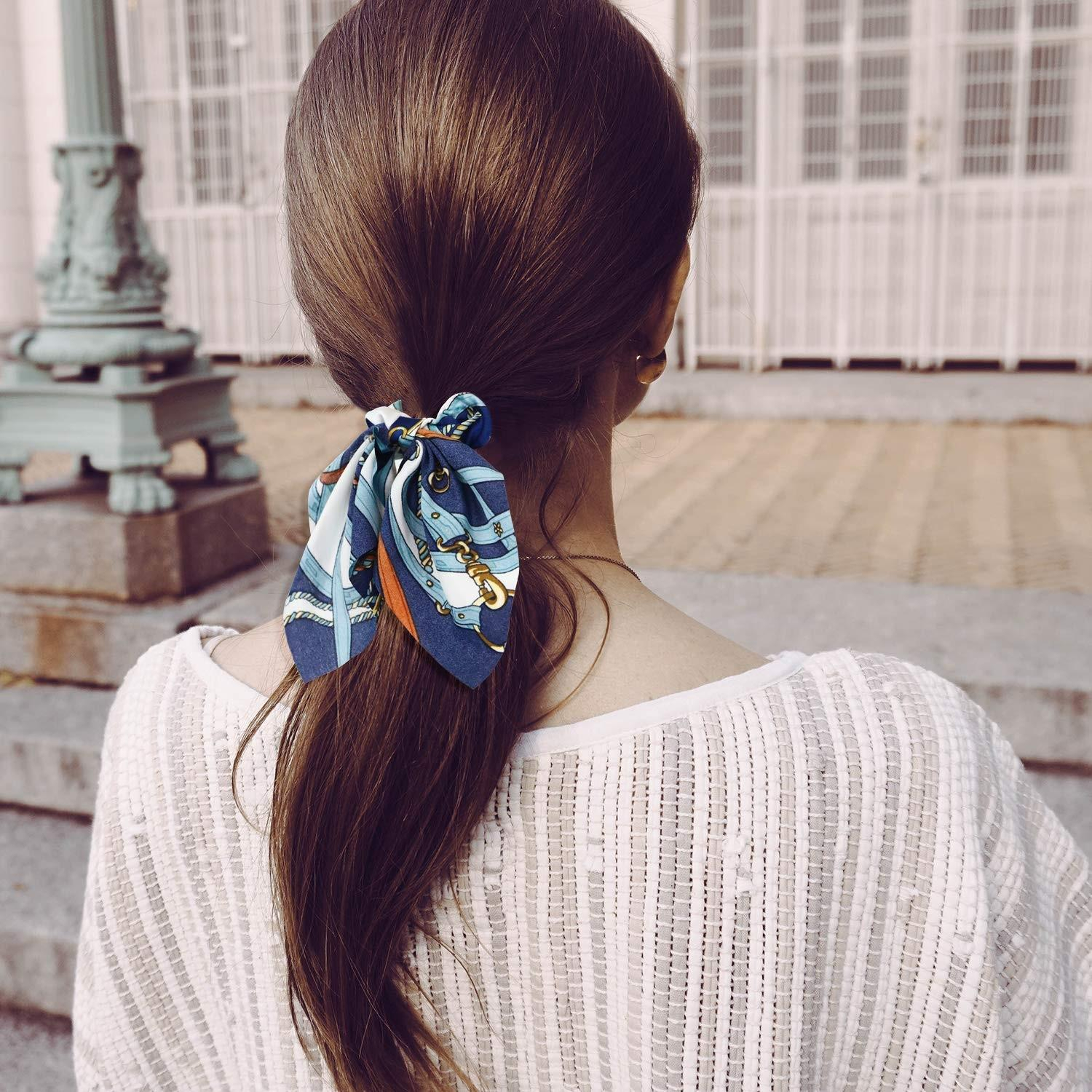 Elastisches Damen Haargummi Accessoire Scrunchies Haarband Haarschmuck mit Perle - Schwarz / Rosa