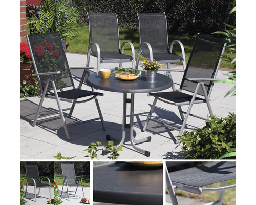 Sieger Mecalit tuintafel Ø 86 H 72 cm leisteengrafiet