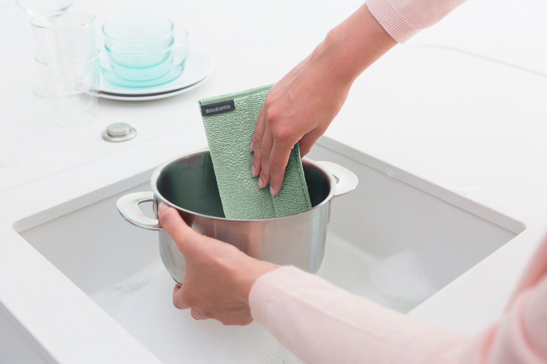 brabantia Microfaser Reinigungstücher SINKSIDE 3er Set grün/grau