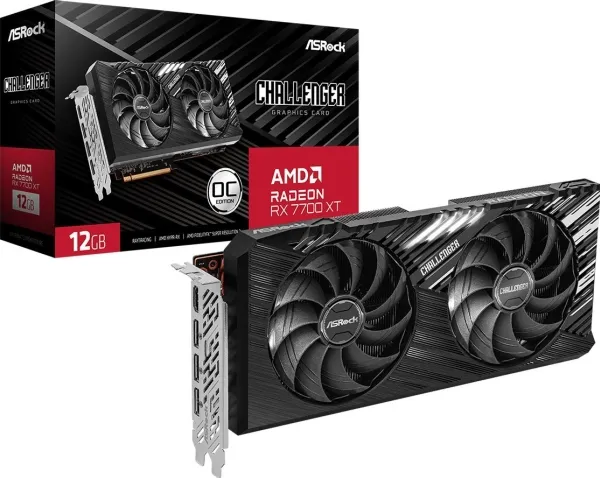ASRock Challenger Radeon RX 7700 XT 12GB OC - Grafikkort - Radeon RX 7700 XT - 12 GB GDDR6 - PCIe 4.0 x16 - 3 x DisplayPort, HDMI - boks