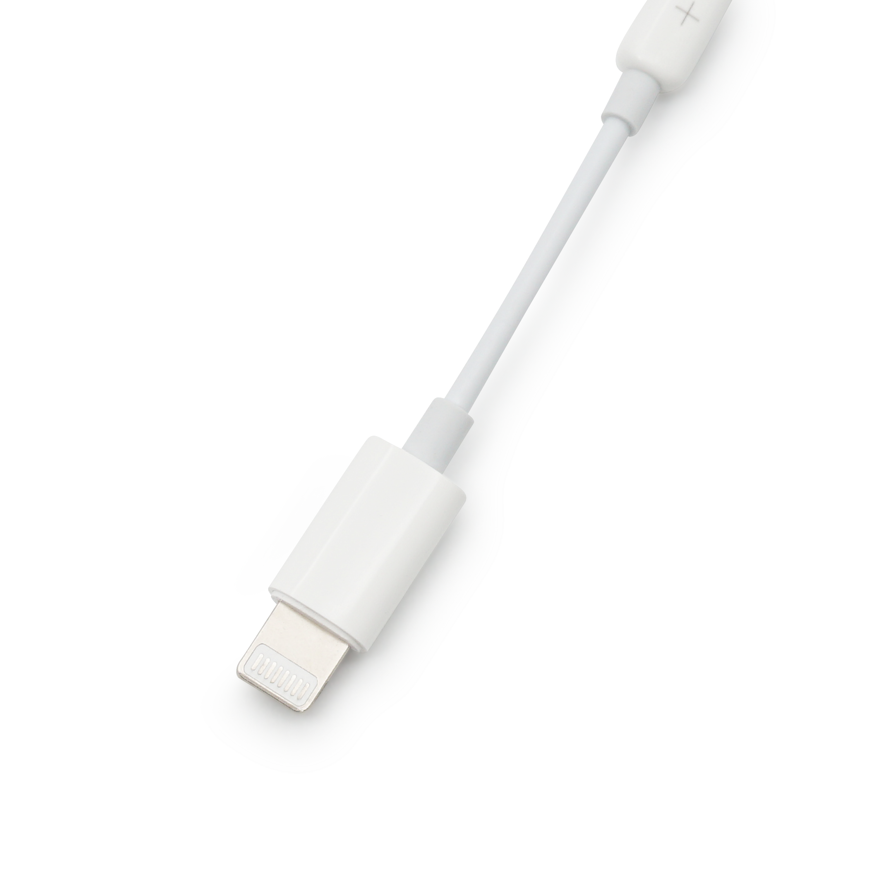(14cm) Lightning auf 3.5mm AUX Kopfhörer Klinke Adapter mit Fernbedienung  - Weiss