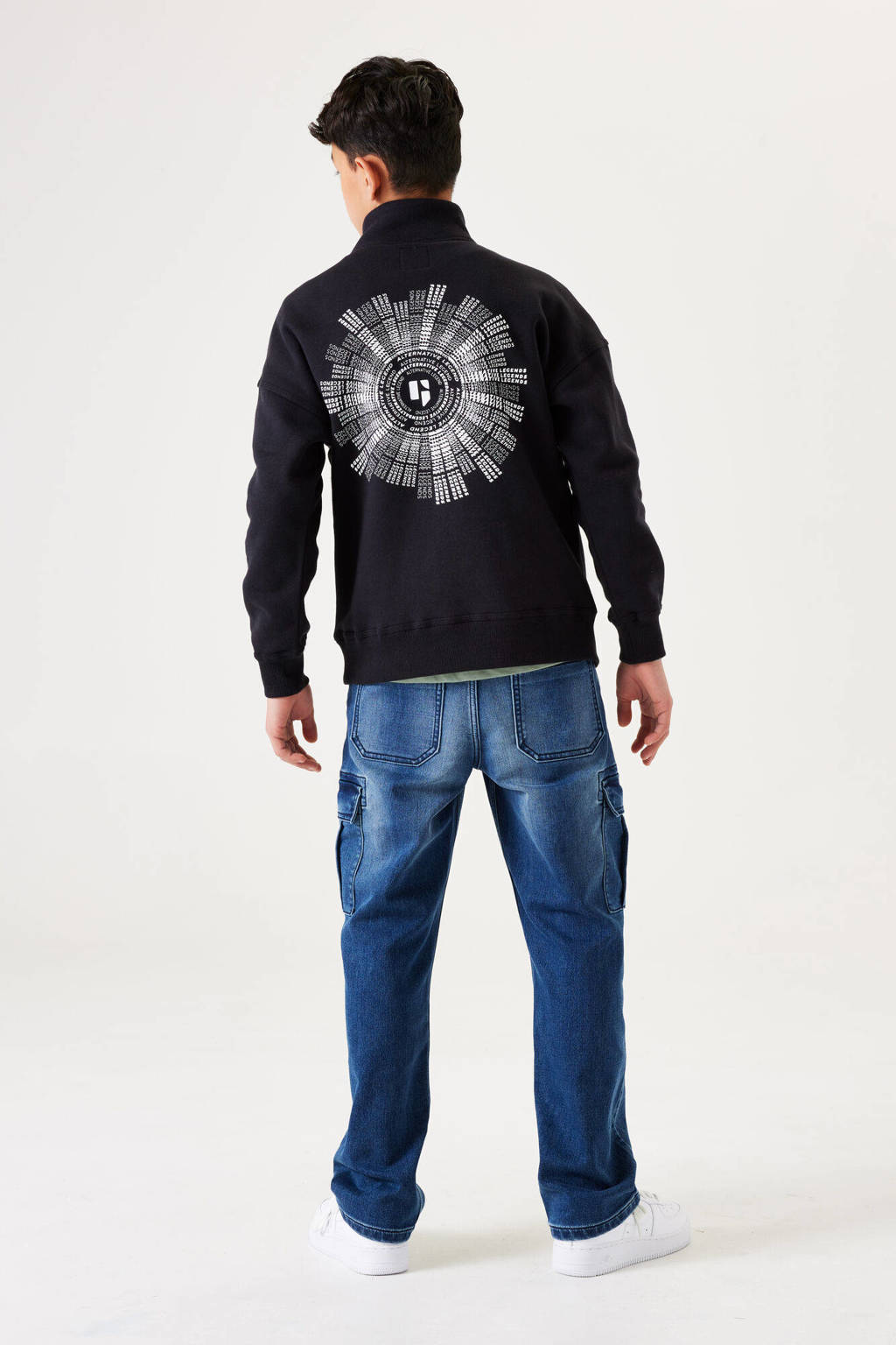 Garcia sweater met backprint zwart/wit