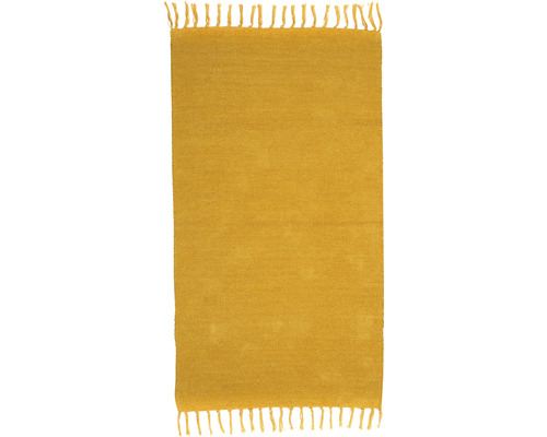 Chenille patchwork vloerkleed, mosterdgeel, 90x160cm