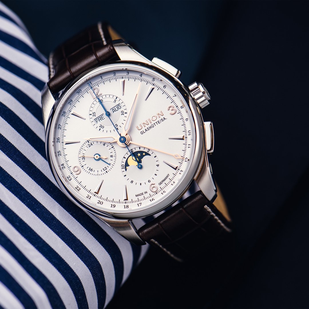 Union Glashütte Belisar Chronograph Mondphase Weiss 42mm