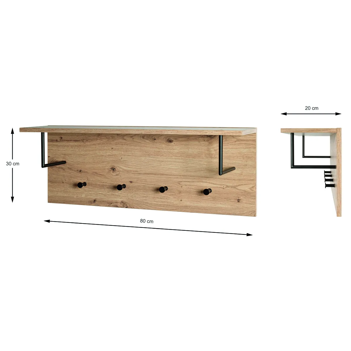 Pegane Garderobe murale Chêne-Noir
