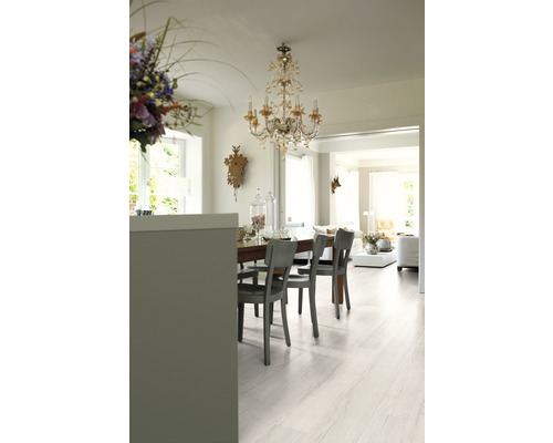 Elva witte vinylvloer, landhuisstijl plank, klikverbinding, 1292 x 193 x 7,5 mm